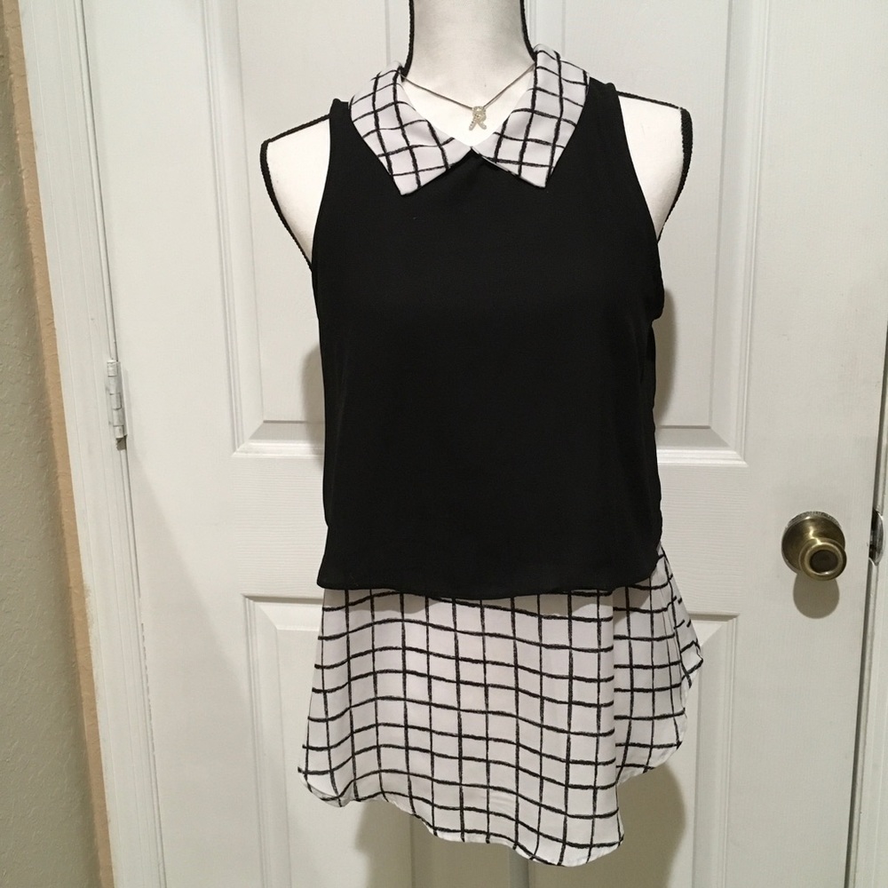 Three Pink Hearts-Sleeveless 2PieceBlack/White Top